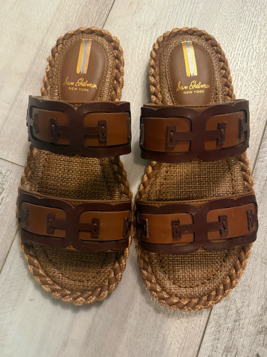Sam Edelman Shoes - Sam Edelman Brown Braided Leather Slide Sandals women’s Size 6 Brand New!